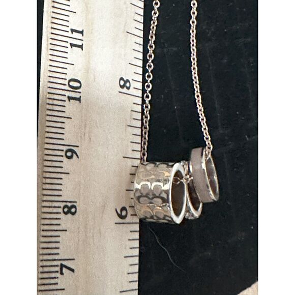 Coach Signature Enameled Necklace- Rose Gold/Chalk - Picture 2 of 5